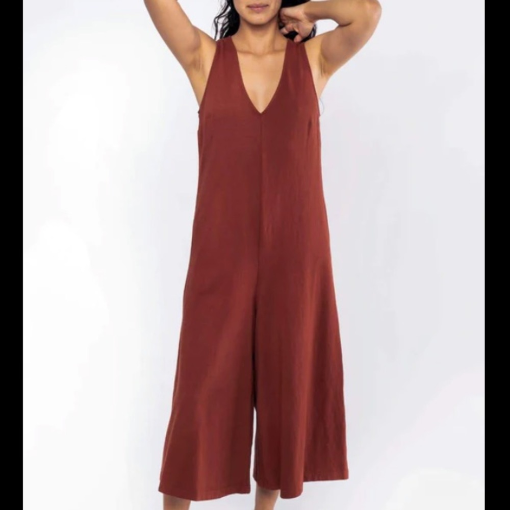 Los Angeles Apparel Jumpsuit in Saddle NWOT